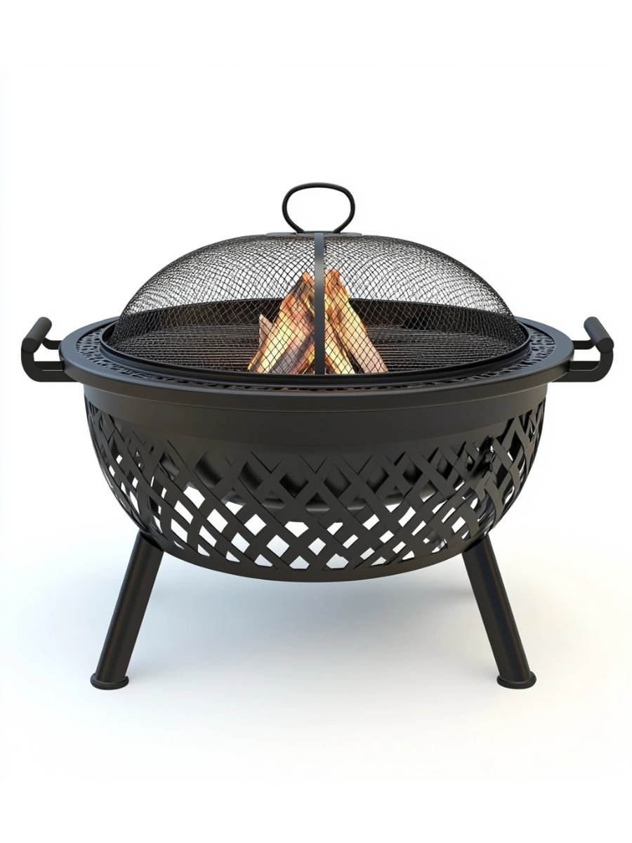 Brasero de jardín con parrilla acero inoxidable 76 cm