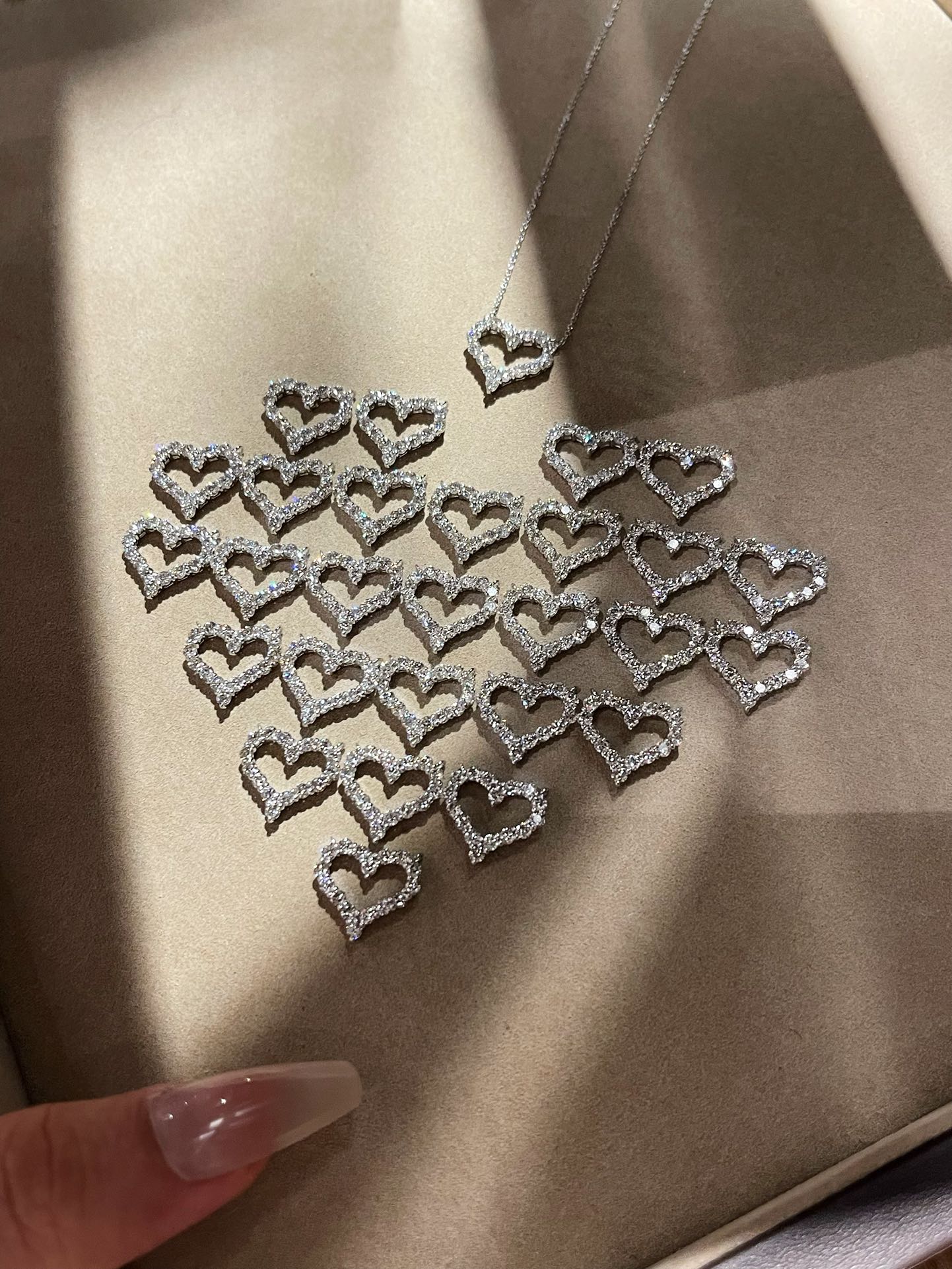Tiffany Mini Full Diamond Love Heart Pendant Necklace - Original Replica Club