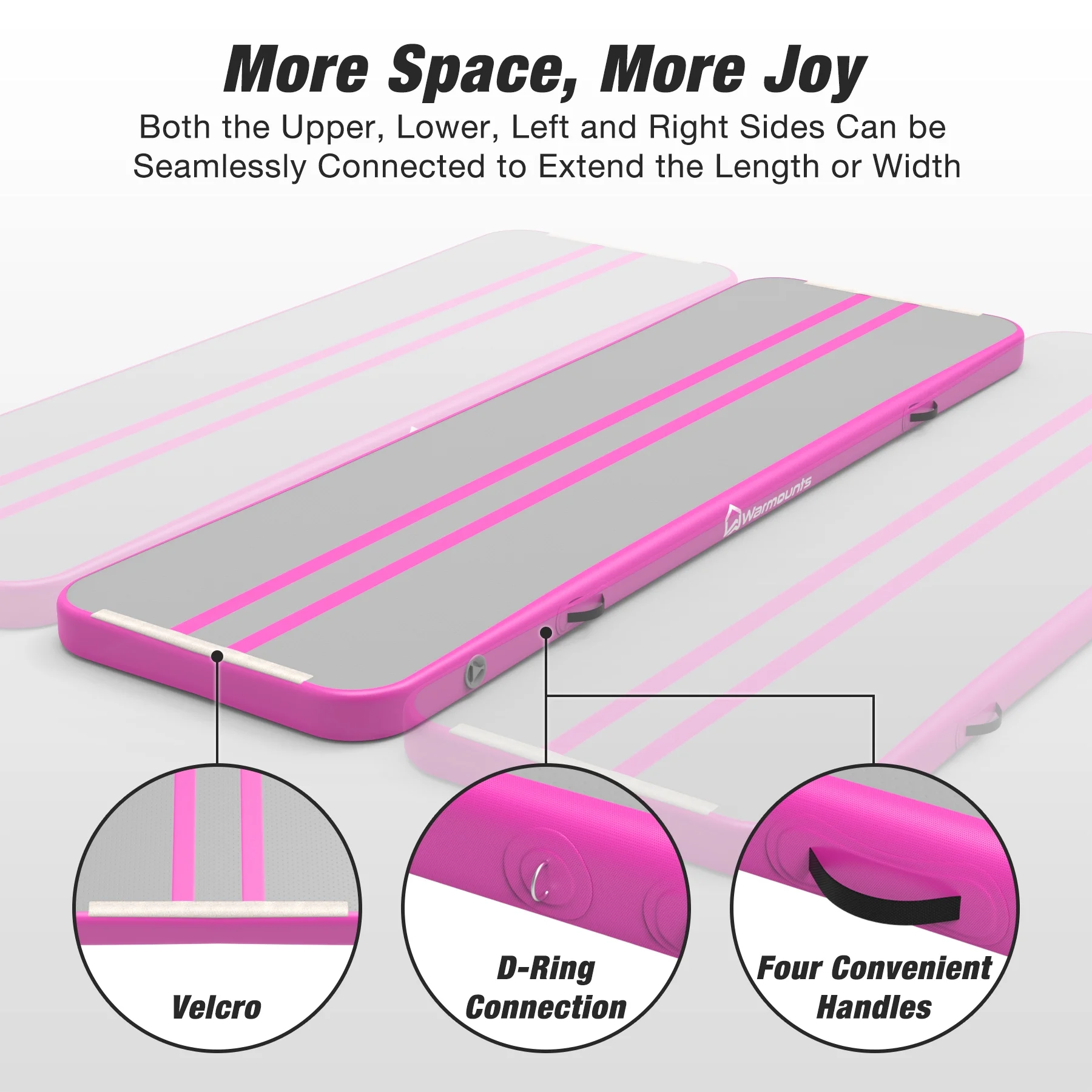 WARMOUNTS Tumbling Mat, 10 ft Inflatable Air Gymnastics Training Mats w/ Electric Pump, 4'' Thick Tumble Track for Home, Gym, Cheerleading, Water, Outdoor - Image 8