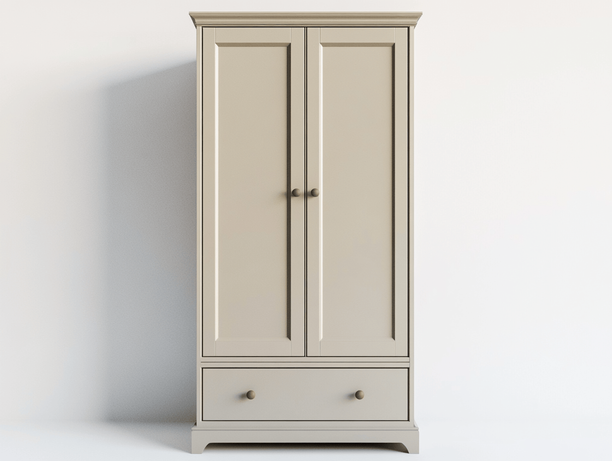 Armario alto beige con 2 puertas y cajón, 80x50x180 cm, para dormitorio o vestidor