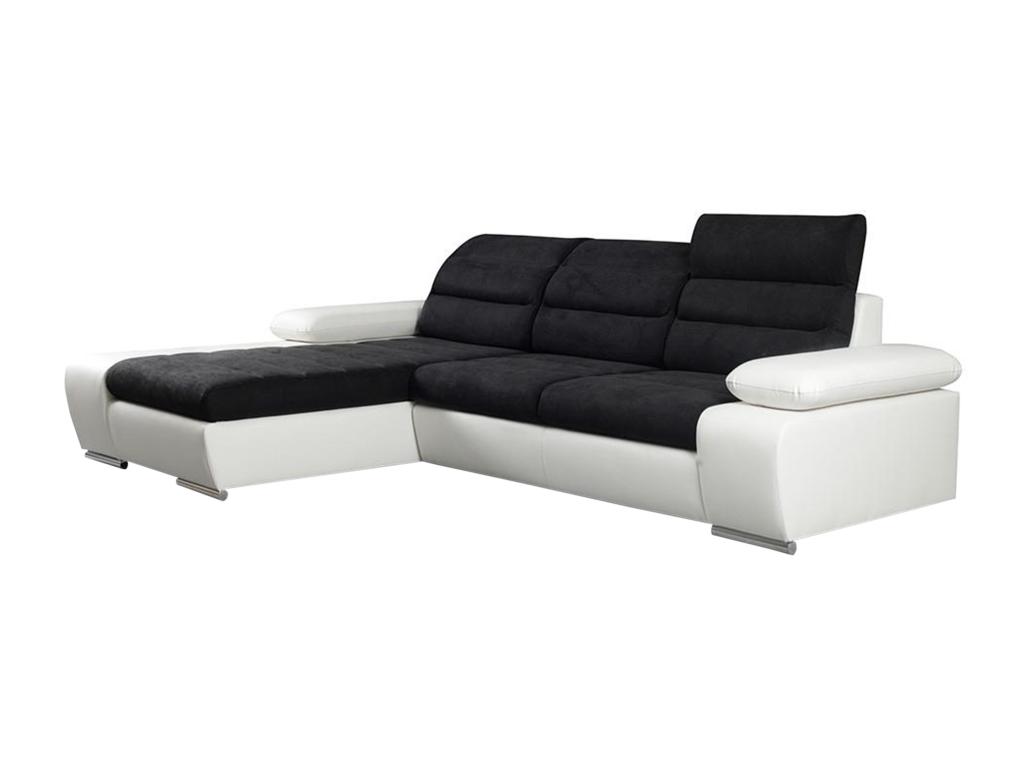 Sofá cama rinconero bicolor negro con ángulo izquierdo MIRABEAU - Joliven