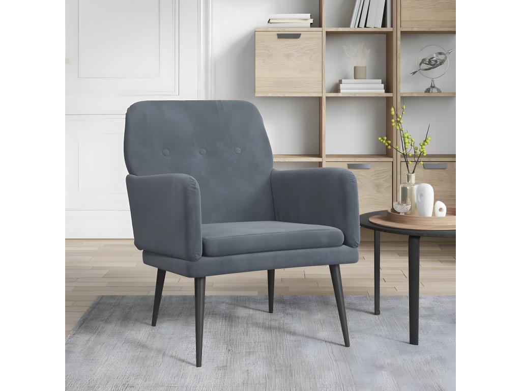 Sillón Gris oscuro 62x79x79 cm Terciopelo
