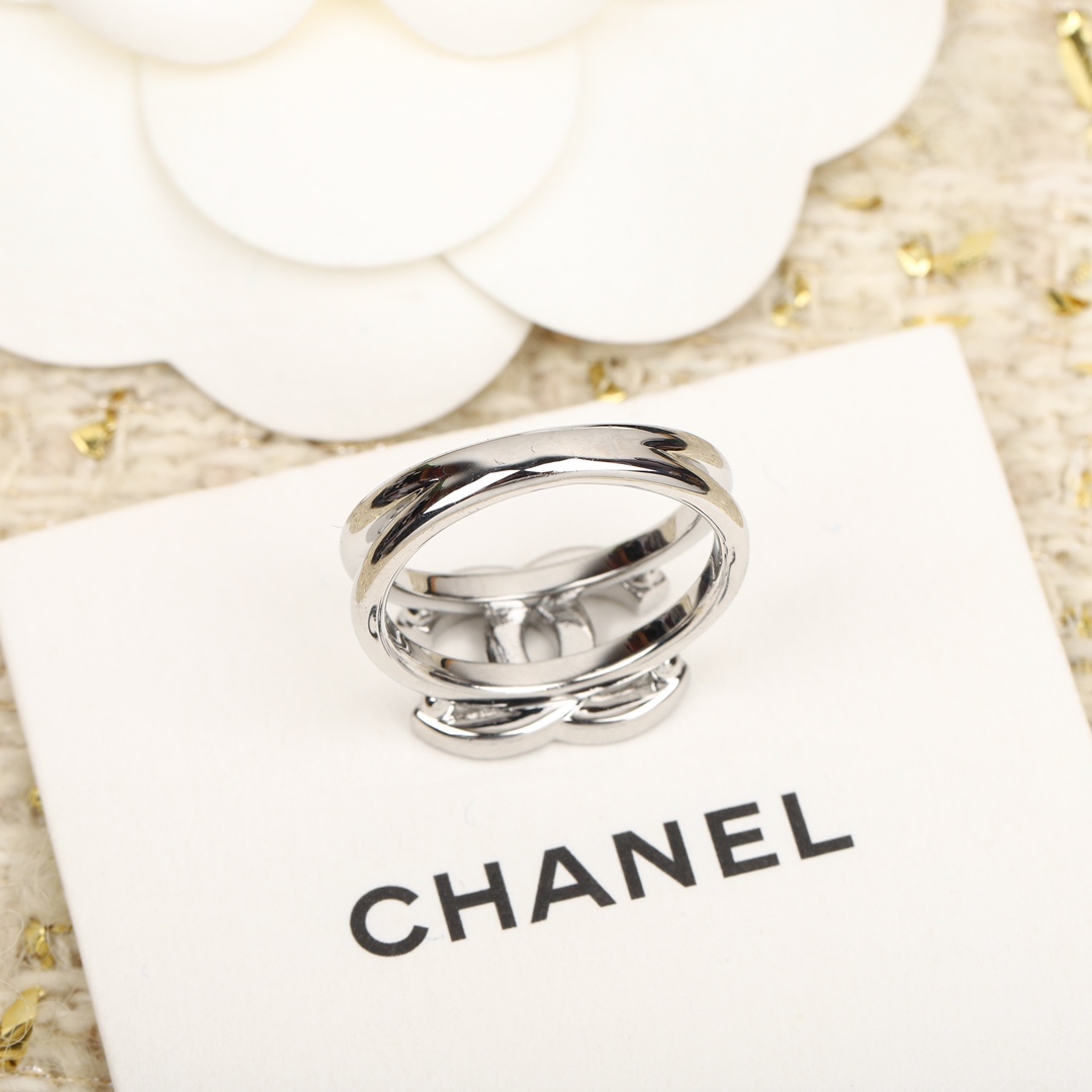 Chanel Silver Diamond Paved Coco Ring - Original Replica Club