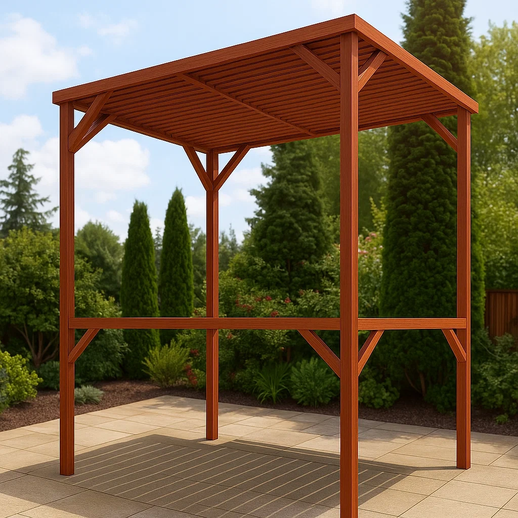 Pérgola de madera natural,instalación fija,250x200x300 cm,para jardín o terraza. - cvyrA0BOzt5S
