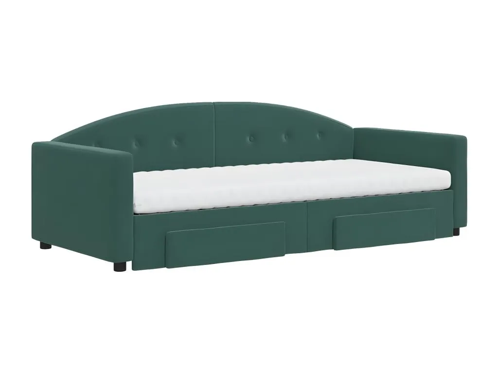 Sofá cama Decoencanto con cajones terciopelo verde oscuro 90x200 cm