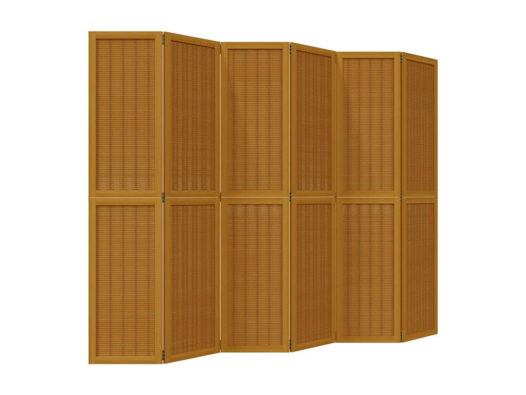 Tabique 6 paneles marrón madera maciza de paulownia