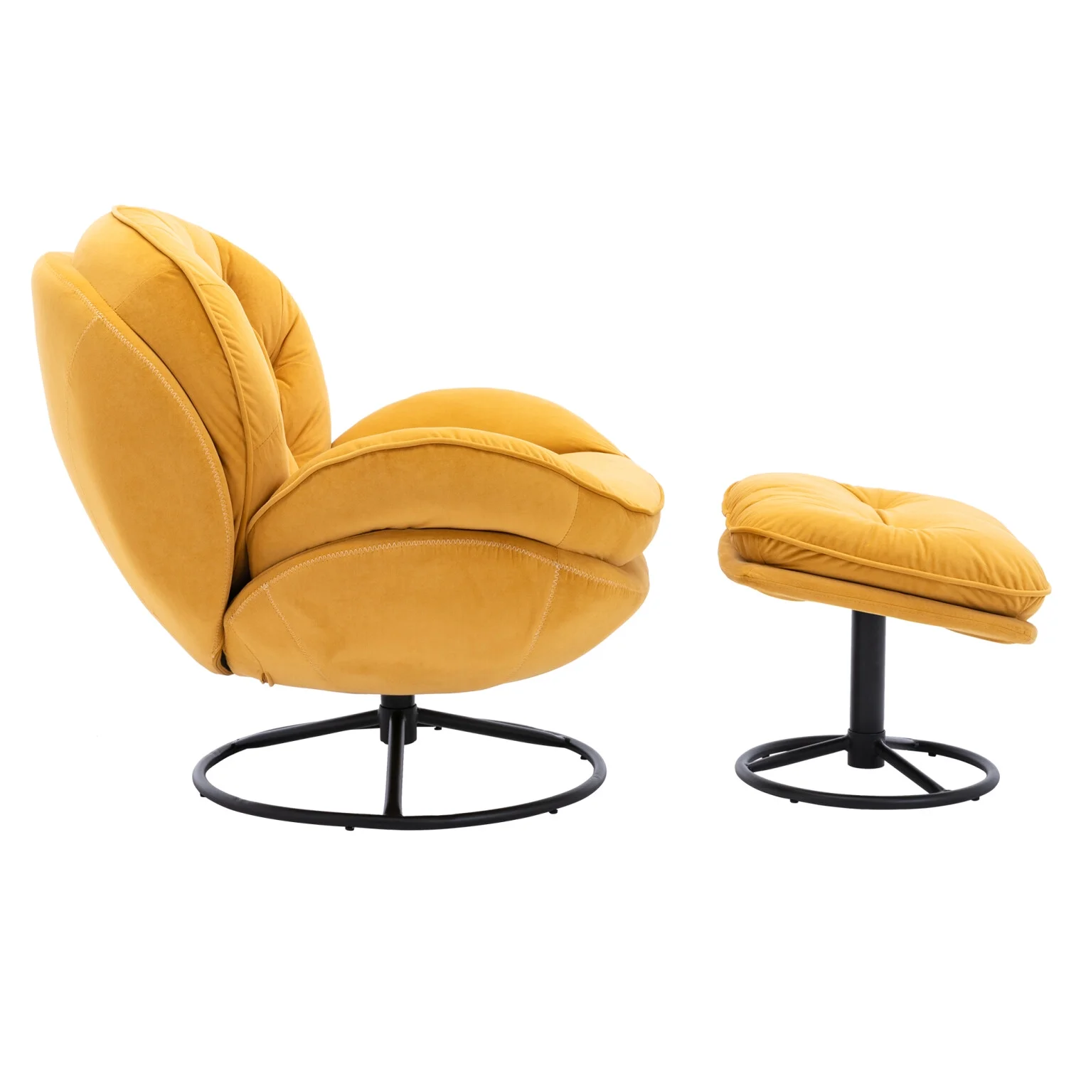 Velvet Swivel Accent Chair with Ottoman Set, Modern Tufted Armchair with Footrest for Living Room Reading TV Chairs for Adults, Comfy Chaise Lounge Chairs with 360 Degree Swiveling for Bedroom, Pink - Image 16