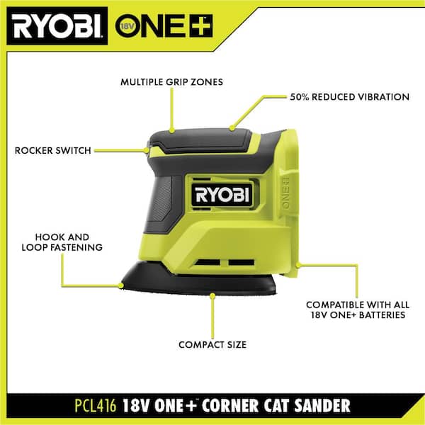 ONE+ 18V Cordless 2-Tool Combo Kit with Random Orbit Sander and Corner Cat Finish Sander (Tools Only) - Image 3