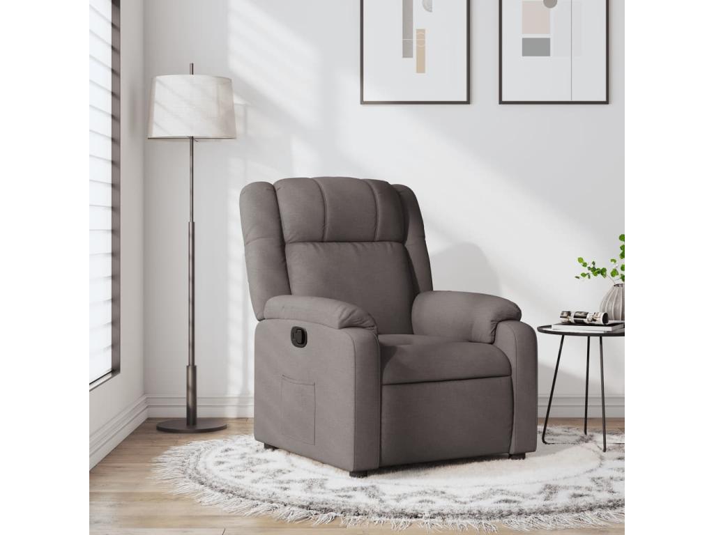 Sillón reclinable de tela gris taupe