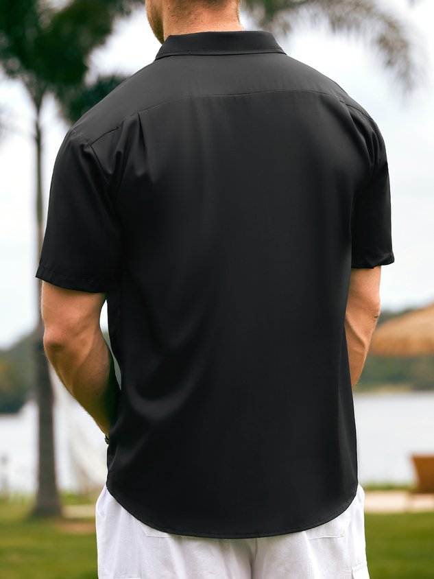 Mens Halloween Spider Print Front Buttons Soft Breathable Casual Hawaiian Shirt