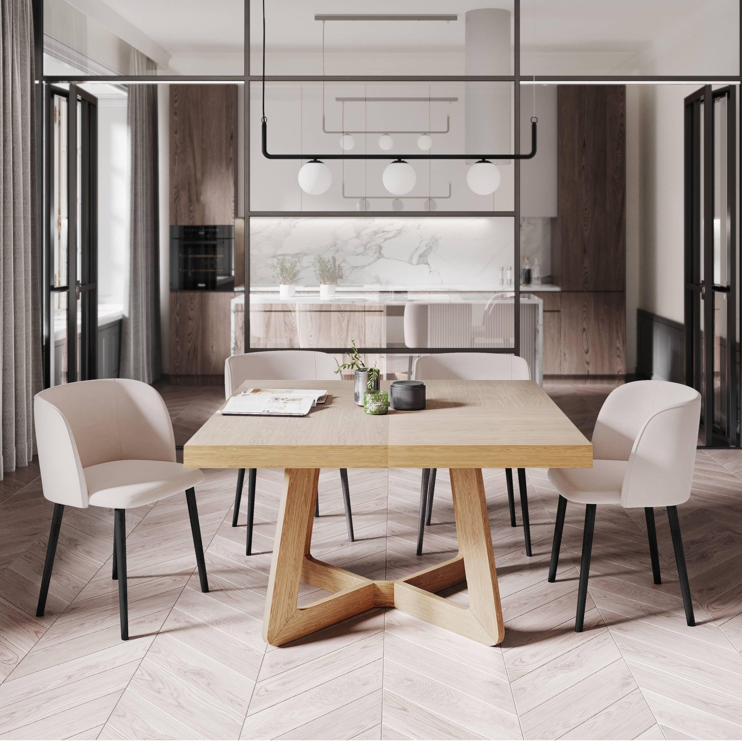 Windsor & Co Nodi Eettafel Uitschuifbaar 130/230 x 130 - Naturel Eiken