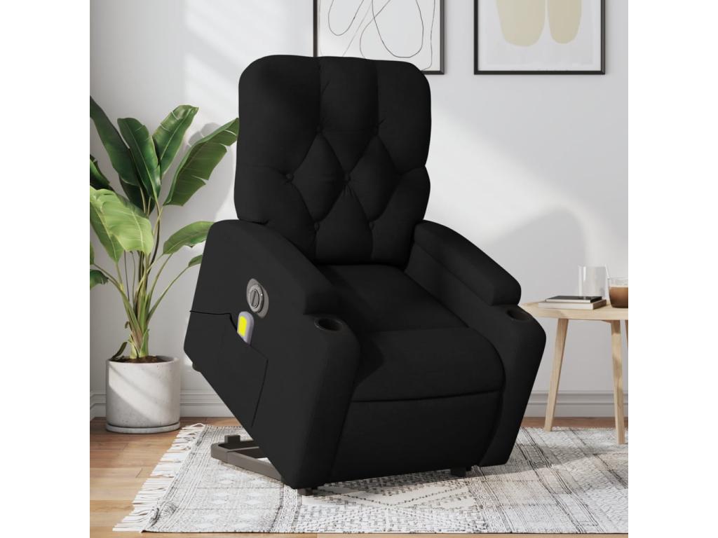Sillón de masaje eléctrico reclinable elevable tela negro
