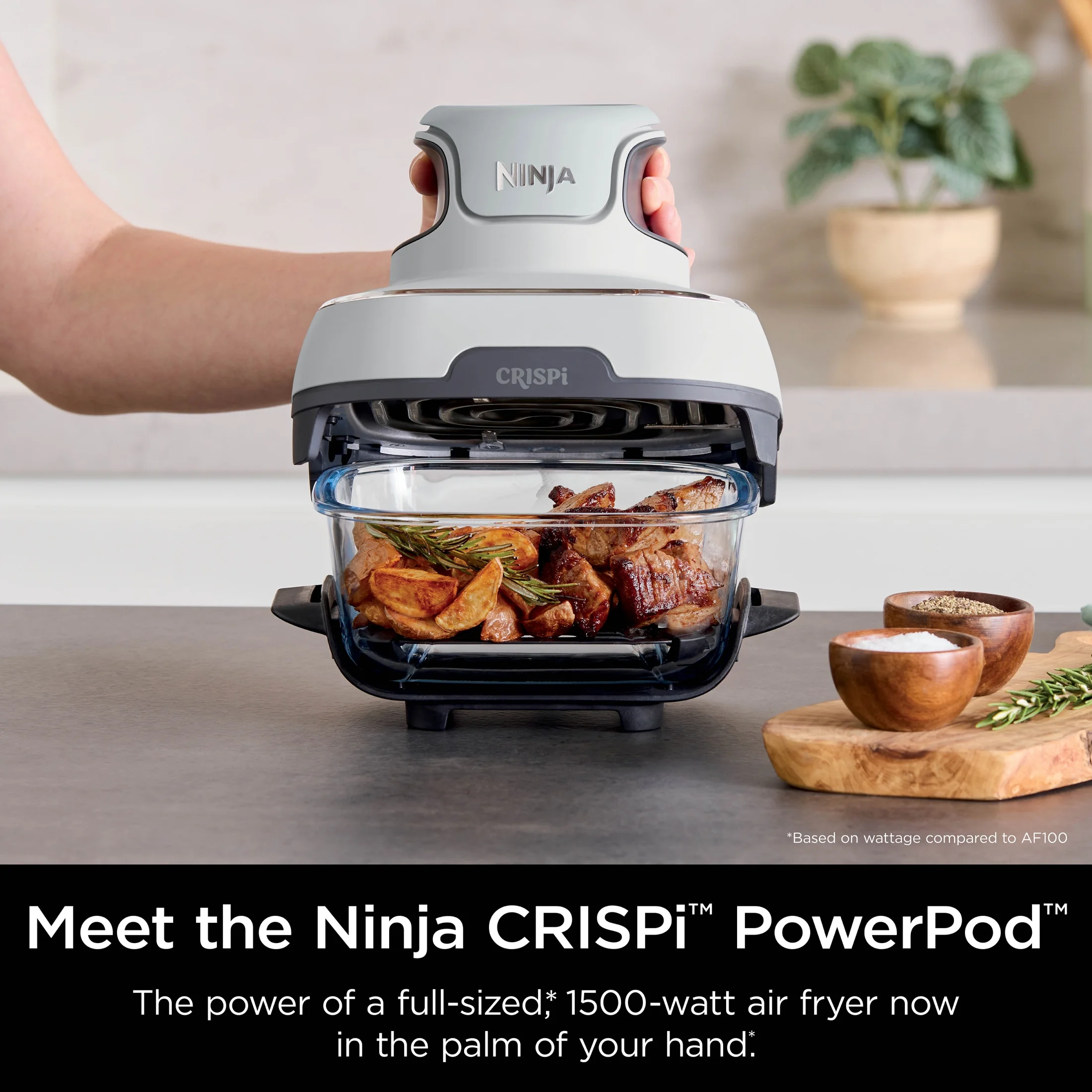 Ninja Crispi 3-in-1 Portable Glass Air Fryer Cooking System, 1500W, 4-Qt & 5-Cup TempWare Glass Containers with Storage Lids, Microwave, Freezer & Dishwasher Safe, White, FN100WH - Image 4