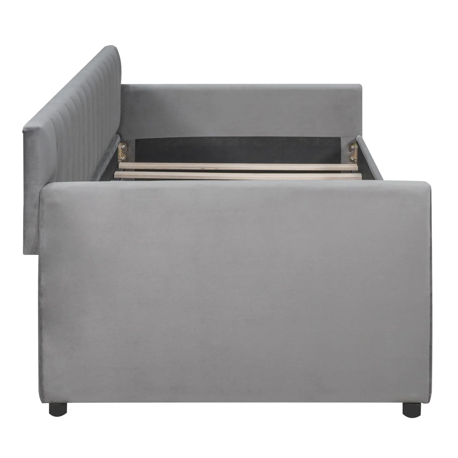 Twin Size Daybed with 2 Storage Drawers, Tufted Upholstered Sofa Bed Frame with and Wood Slat Support, Perfect for Bedroom, Gray - Image 5