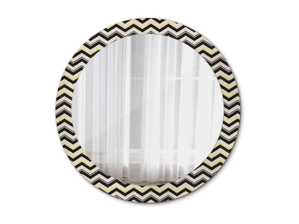 Espejo decorativo redondo - Patrón en zigzag - 80cm