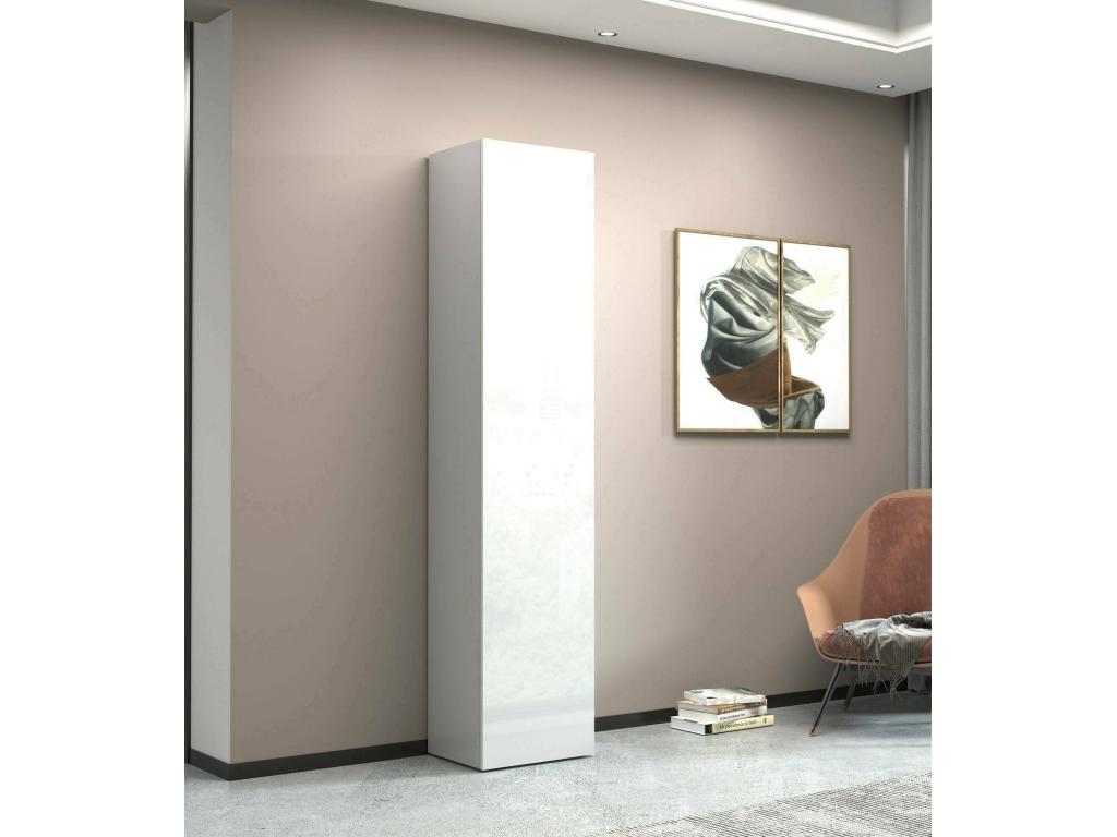 Armario Multiusos 1 puerta Nestliq - Armario multiusos con 1 puerta - Armario multifuncional - 45x35h190 cm - Blanco