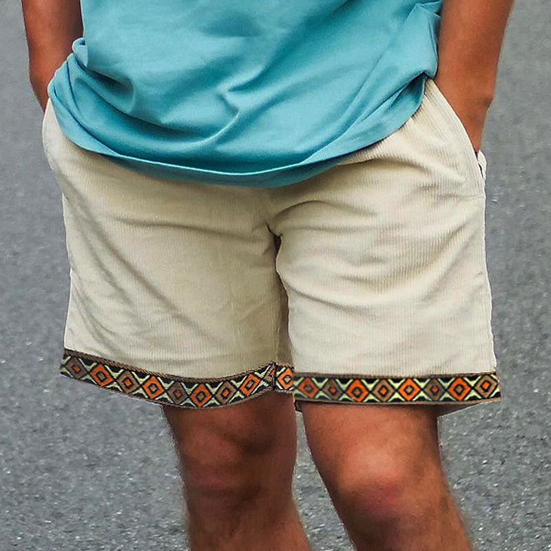 Vintage Brogue Corduroy Beach Shorts