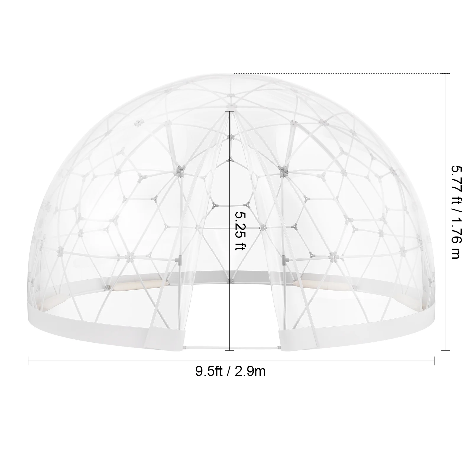 KFFKFF Outdoor Dome Shelter, 9.5 FT Clear PVC Garden Tent, Waterproof Geodesic Dome Tent with Window for Patio, Backyard Dining, and Parties - Image 6