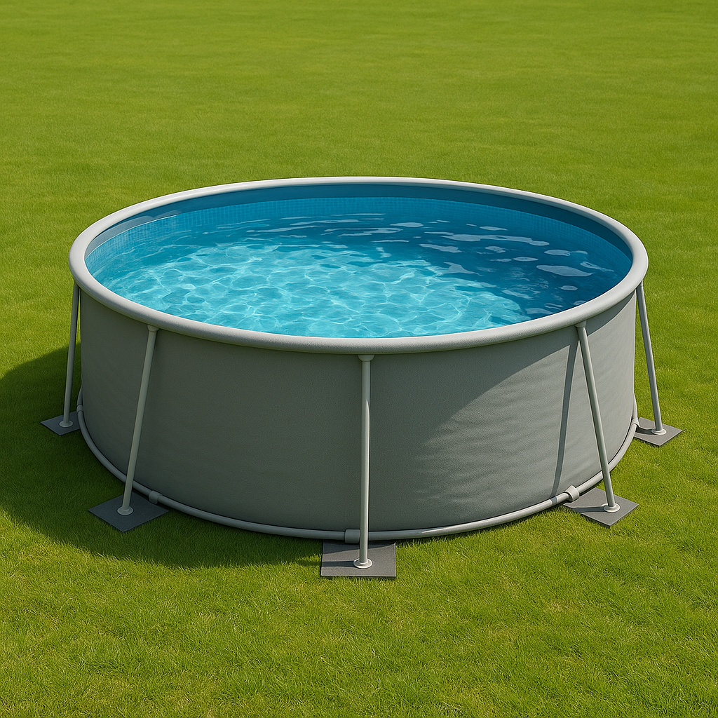 Piscina tubular redonda Redonda Sí Piscina Tubular PVC, Acero Jardín 457x107 cm Gris claro