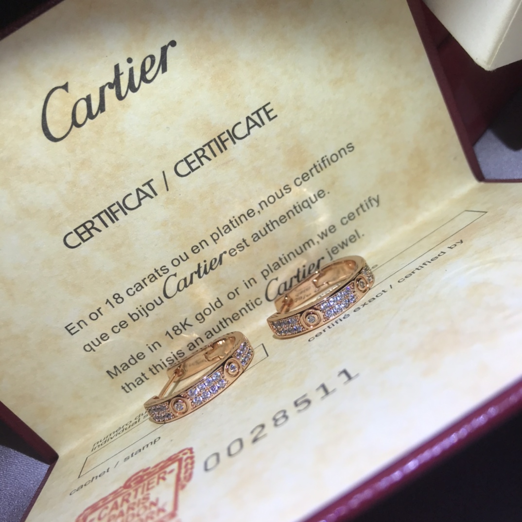 Cartier LEVE Full Paved Diamond Hoop Earrings - Original Replica Club
