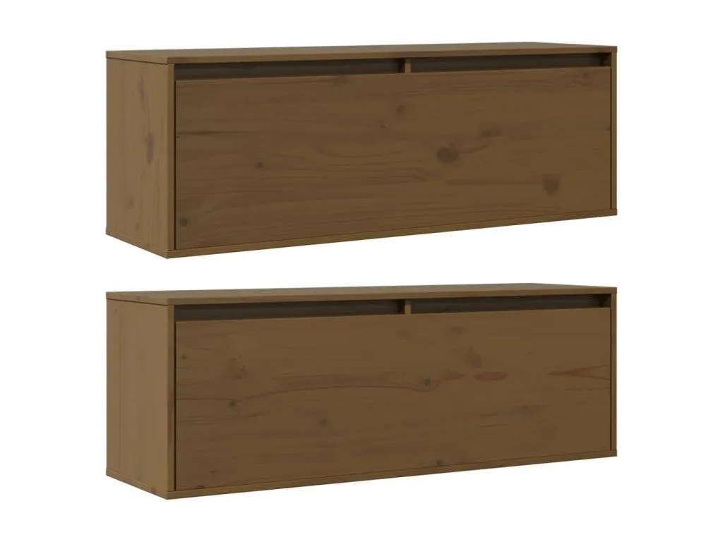 Armario de pared 2 uds Hogarve marrón miel 100x30x35 cm 36702fyct