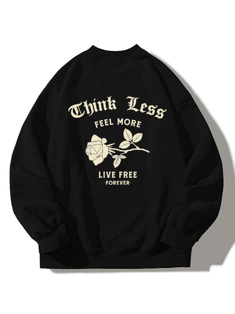 Slogan Rose Back Print Relaxed Sweatshirt