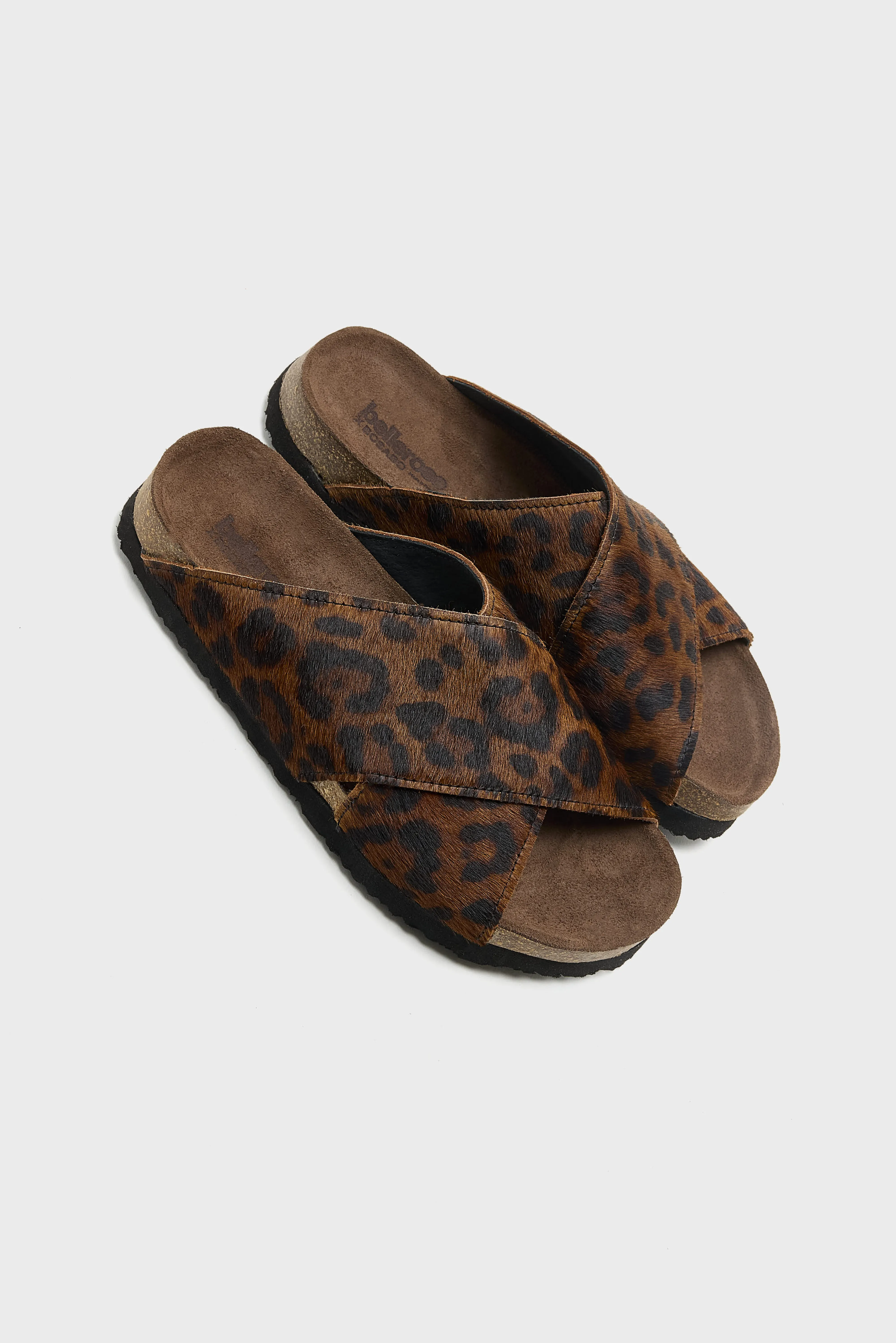 Bellerose Cheetah Ponyhair Cross Sandals  (261 / W / BROWN)