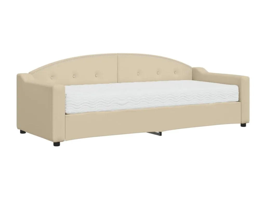 Vivirsingular lujoso Sofá cama con colchón tela crema 80x200 cm mpqc37175