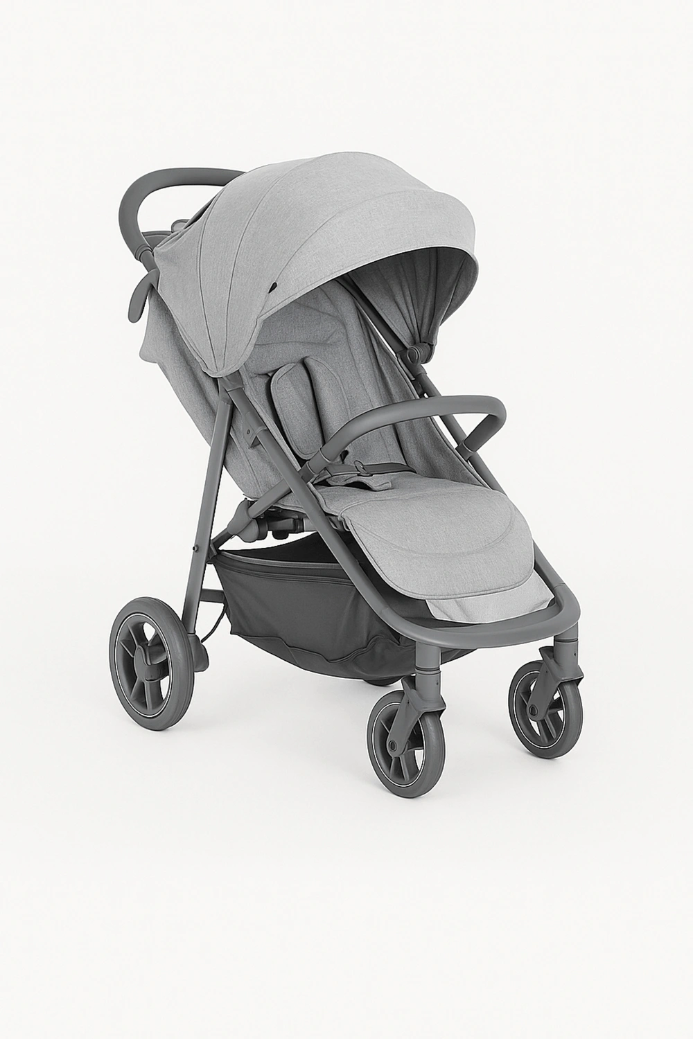 Cochecito de bebé, carrito plegable con respaldo ajustable en 4 posiciones y arnés de seguridad, hasta 22 kg, con capota extensible y cesta inferior, color gris claro, apto para 0 - 48 meses