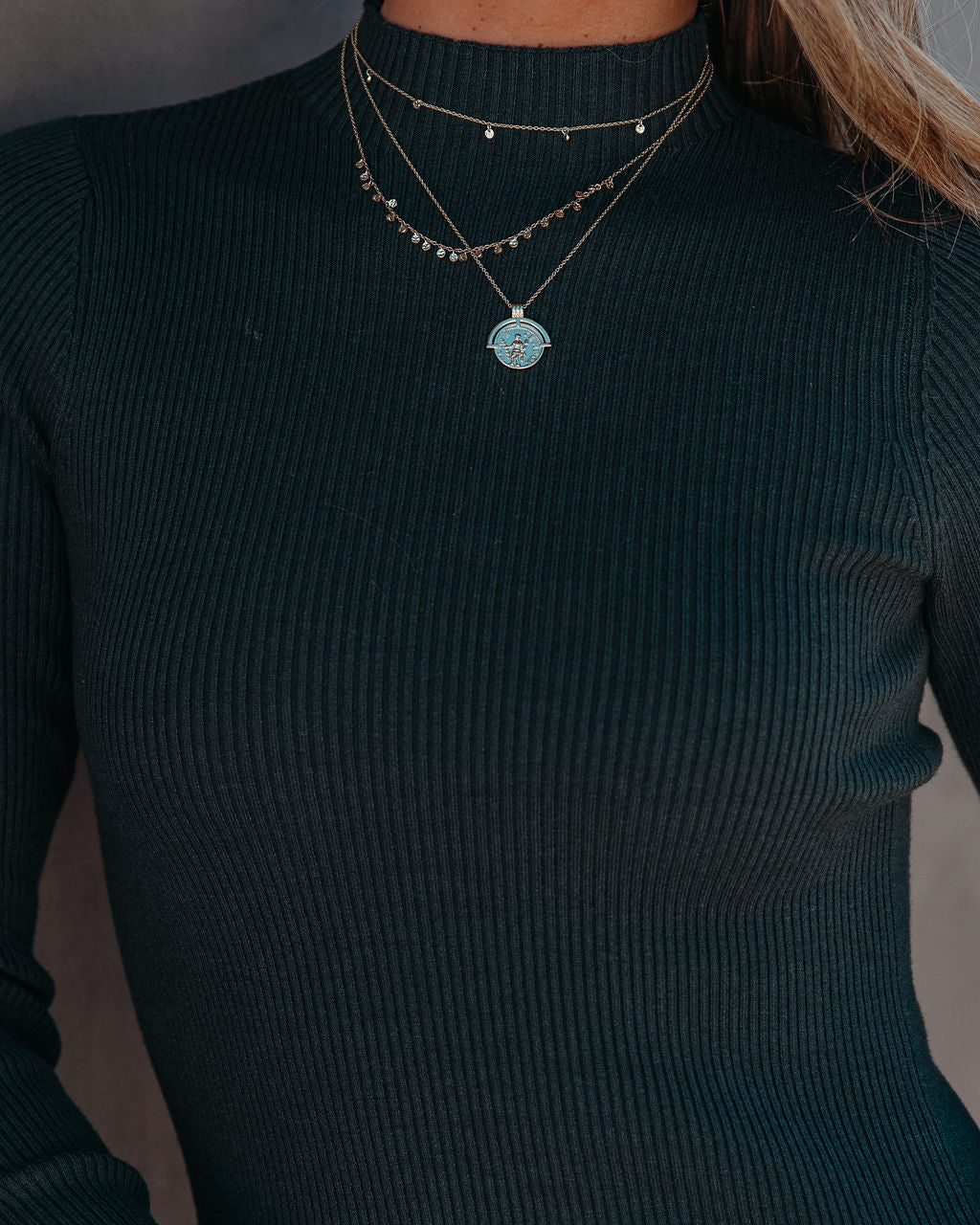 Newtown Mock Neck Knit Midi Dress - Pine - Se7enfashion
