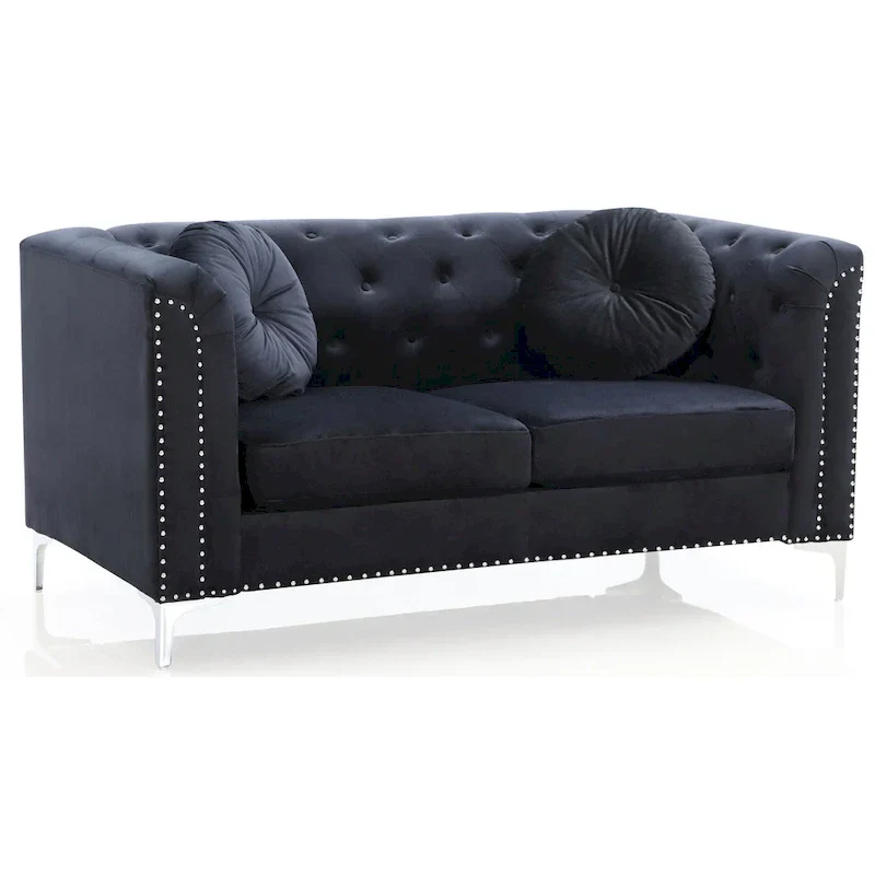 Velvet Button-Tufted Pompano Loveseat