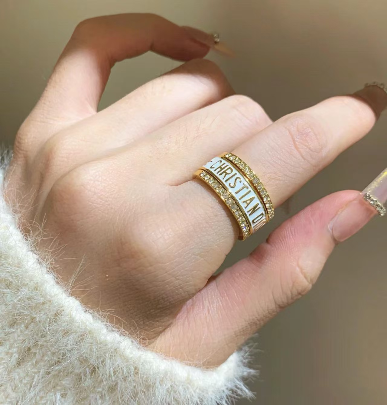 Dior White Enamel Rings - 3 Pieces - Original Replica Club