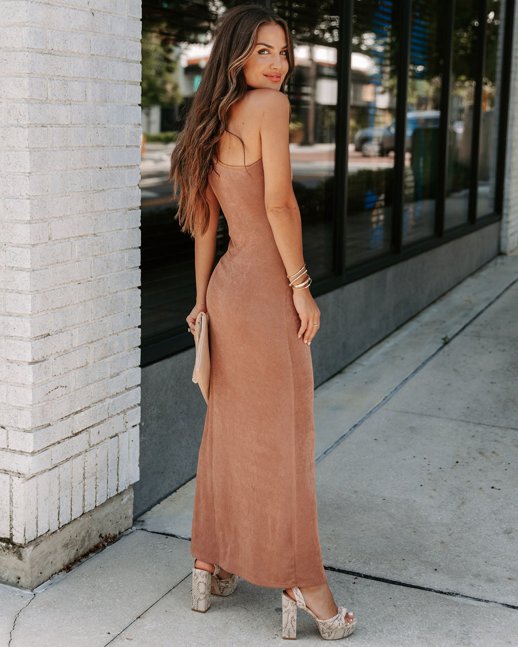 She Is Sensational One Shoulder Midi Dress - Mocha - Se7enfashion