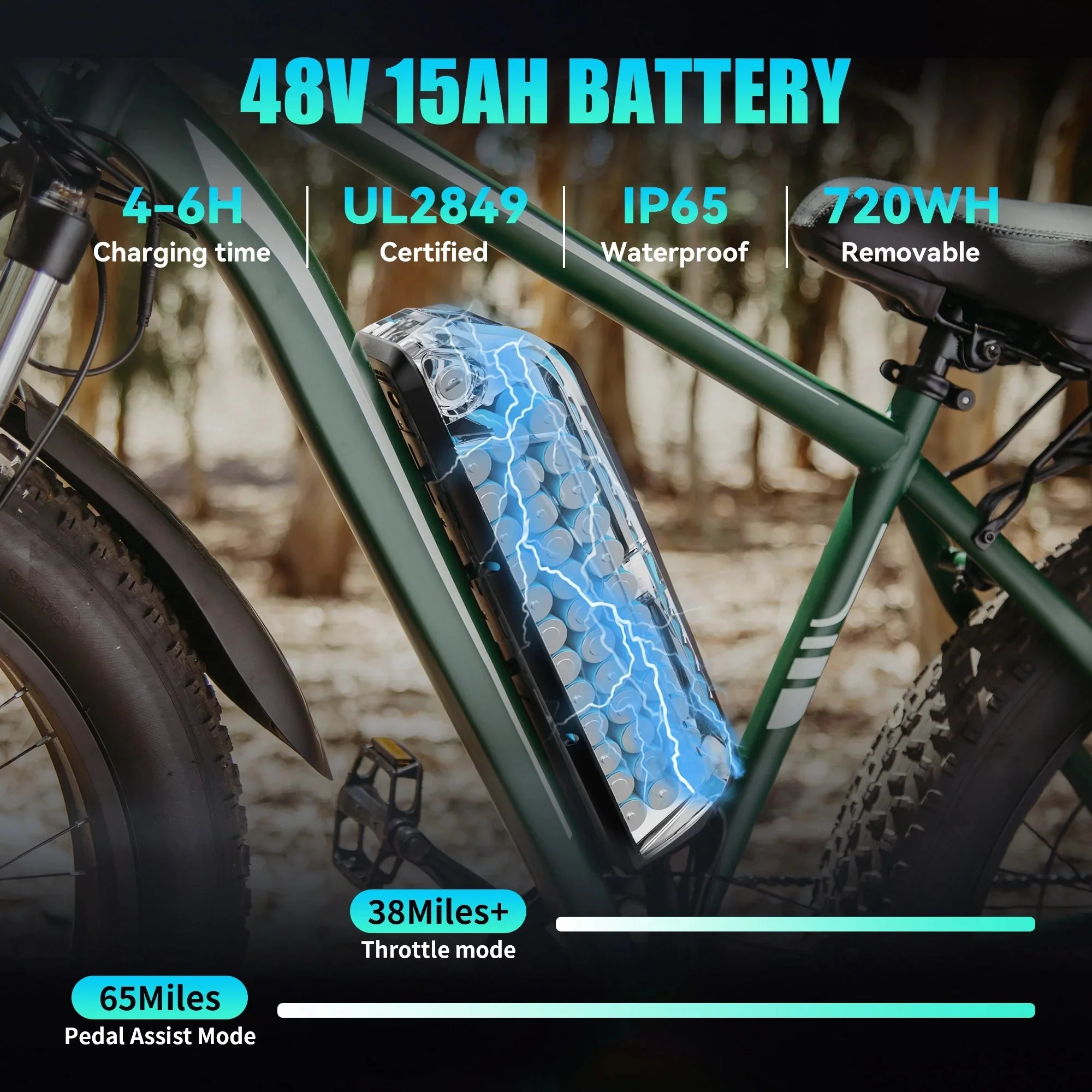AMYET 26 x 4 Fat Tire Electric Mountain Bike, 48V 15Ah, 7-Speed - EB26 - Image 27 AMYET 26 x 4 Fat Tire Electric Mountain Bike, 48V 15Ah, 7-Speed - EB26 - Image 27