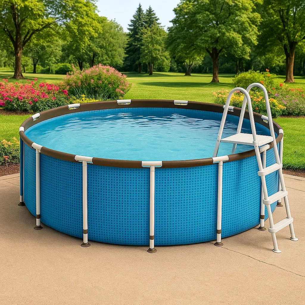 Piscina tubular redonda desmontable 448x105 cm color azul/marrón con filtro y escalera HZekVlf288Og