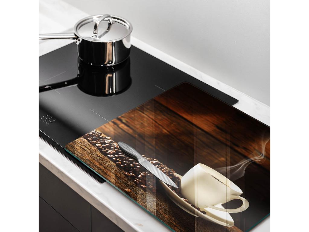 Tabla de cocina rectangular de cristal, 60x52 cm Taza de café de madera