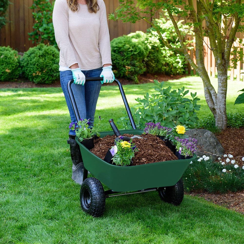 Garden Star Dual-Wheel, Poly Tray Garden Barrow Wheelbarrow - Image 2