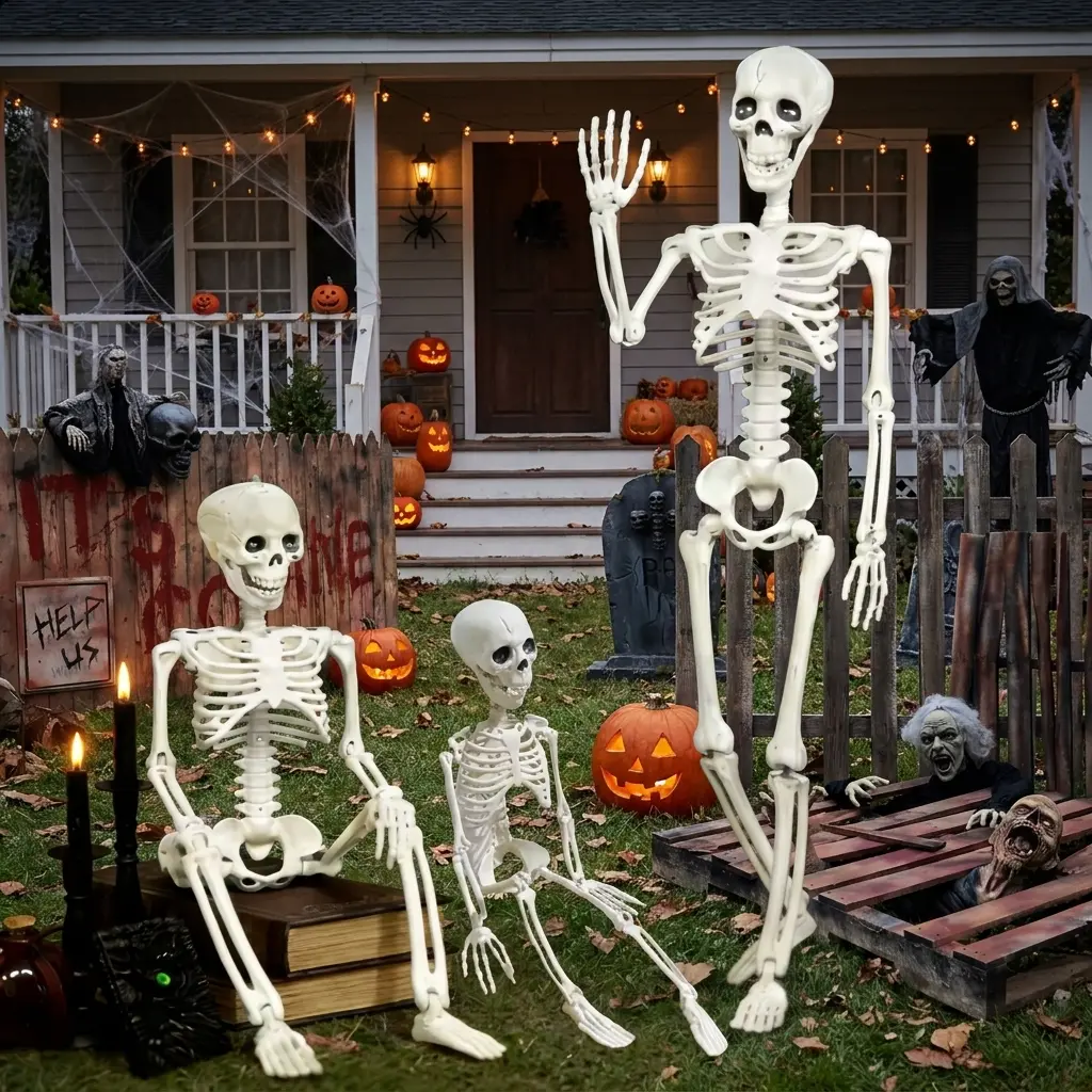 LifeSize Skelly™ - Full-Body Posable Skeleton Decoration