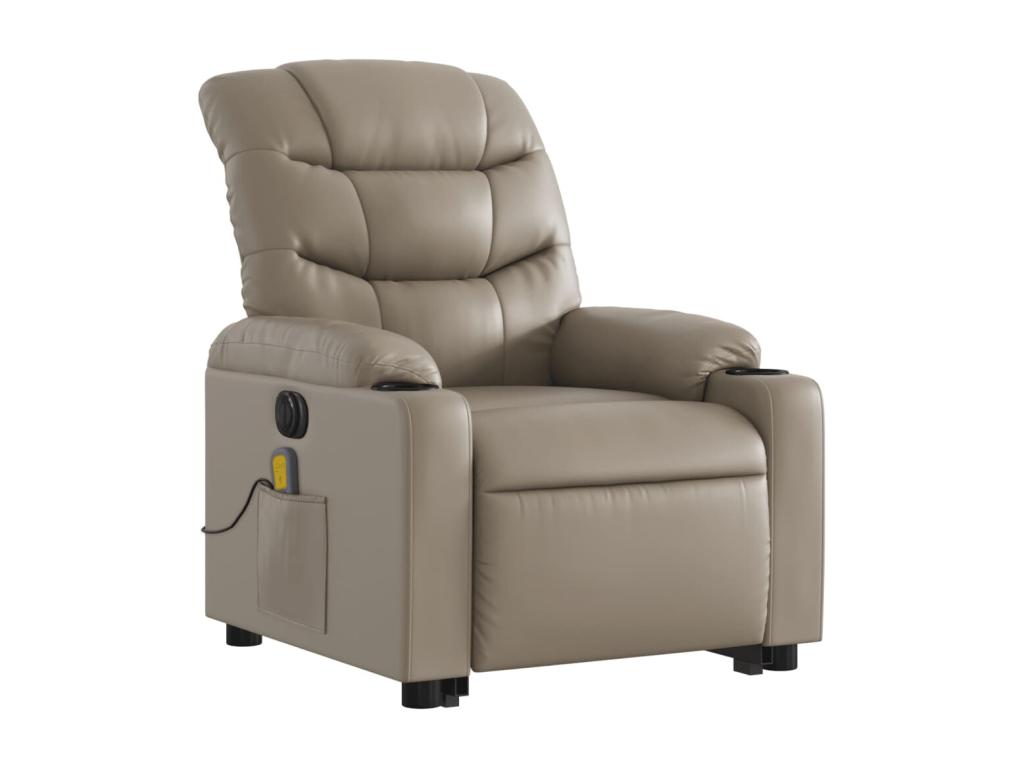 Sillón reclinable de masaje eléctrico cuero sintético capuchino