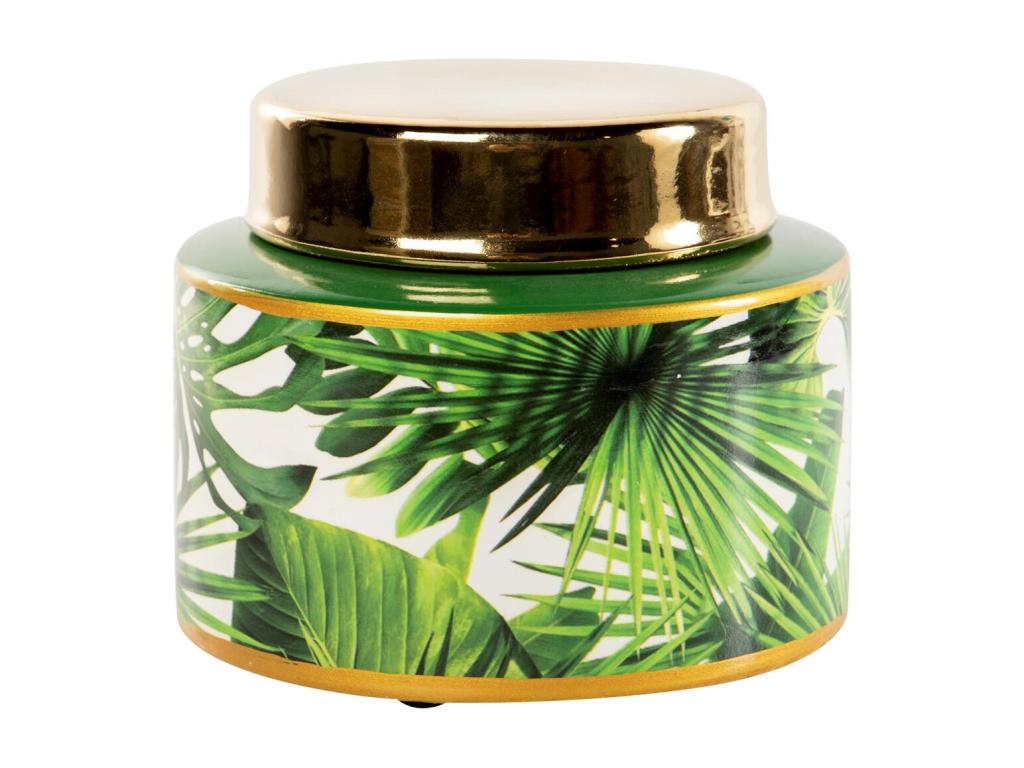 Tibor Ceramica Verde-oro-blanco 16x16x13 Cm