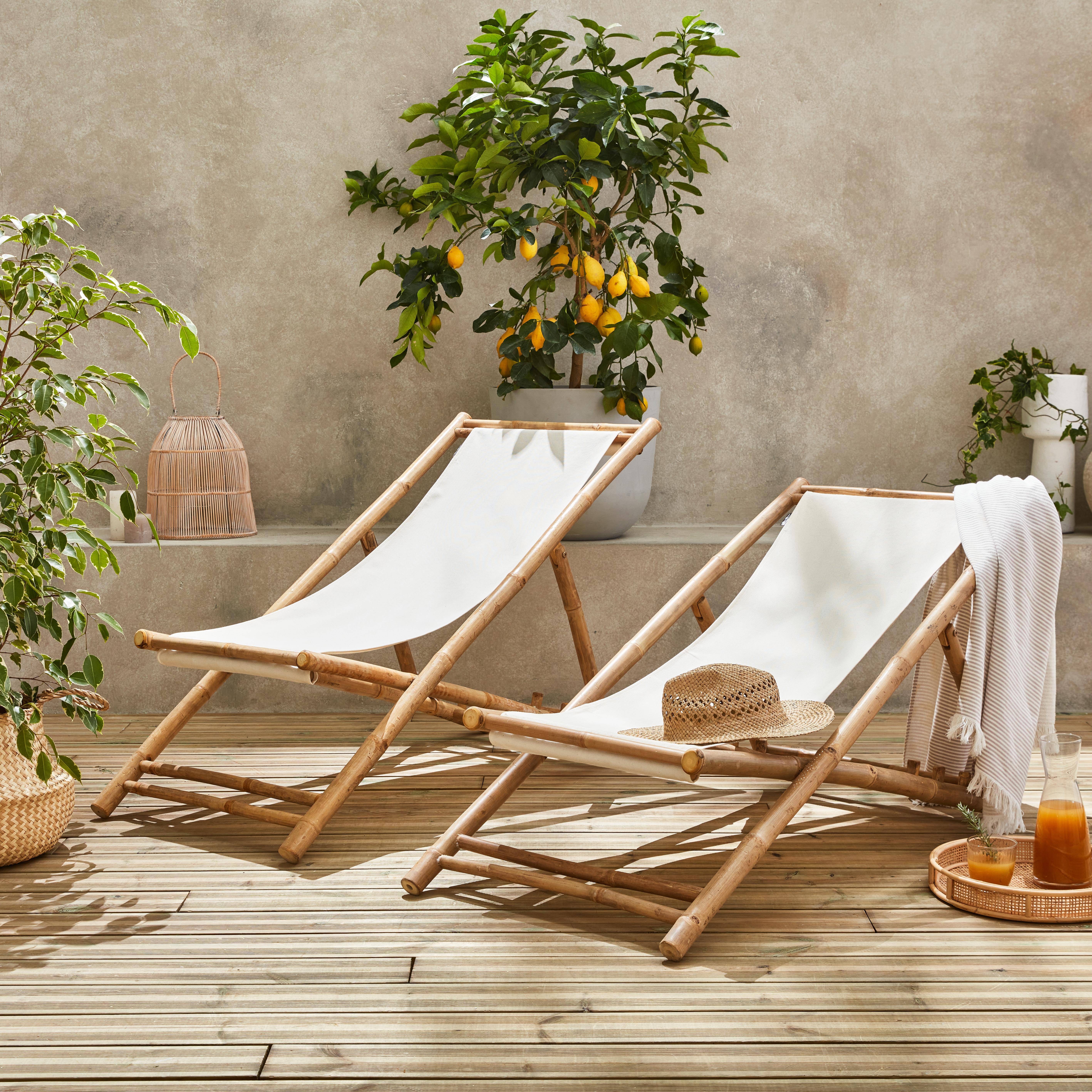 Davao x2 - Silla de bambú plegable y multiposicional, set de 2