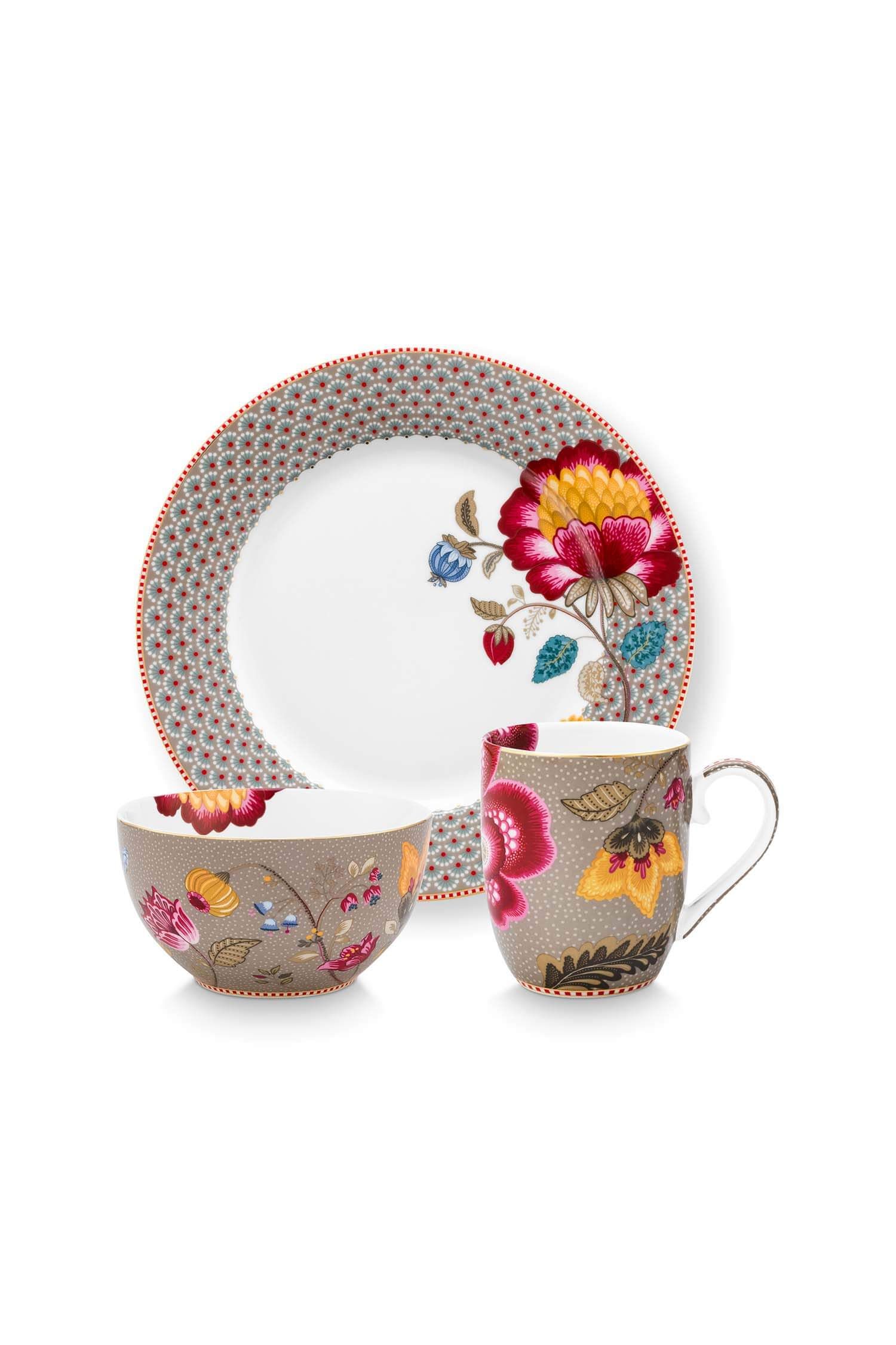 Set/3 Breakfast Set Blooming Tales Fantasy Khaki