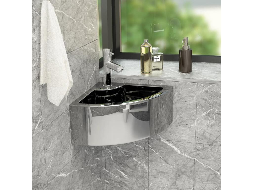 Lavabo con rebosadero 45x32x12,5 cm Cerámica Plata