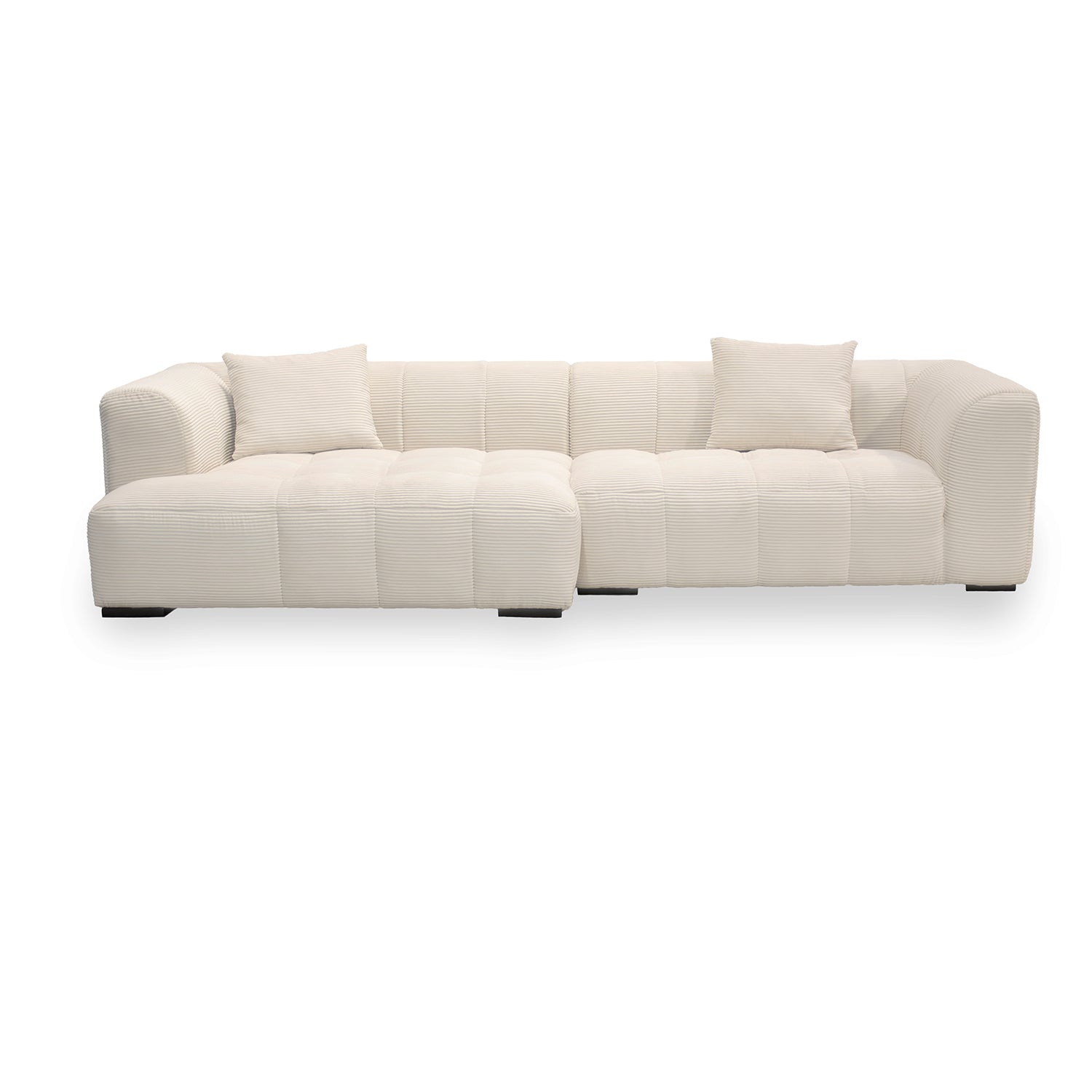 Sofá de Terciopelo de Cords Anchos en Color Claro - Izquierdo - 300 cm n3h47nt92