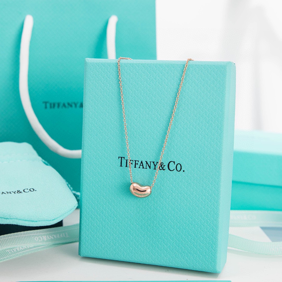 Tiffany Elsa Peretti® Bean® design Pendant Necklace in Yellow Gold, 6.5 mm - Original Replica Club