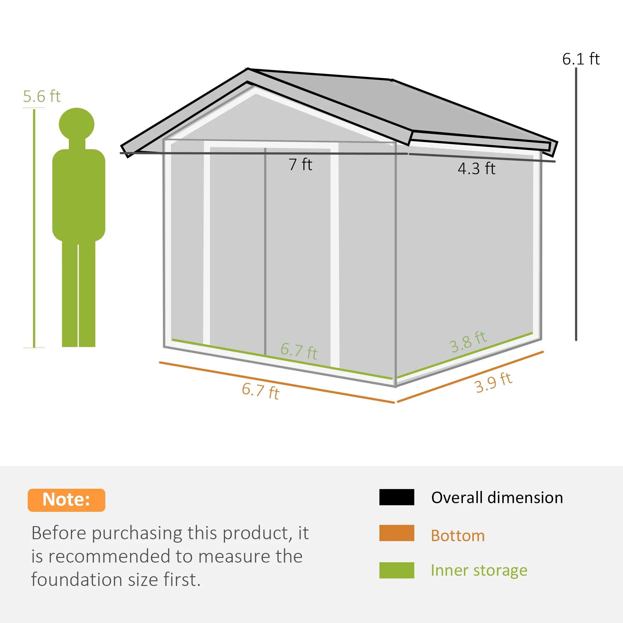 Outsunny 7' x 4' Metal Storage Shed Organizer, Garden Tool House with 4 Vents and 2 Sliding Doors for Backyard, Patio, Garage, Lawn, Dark Gray - Image 40