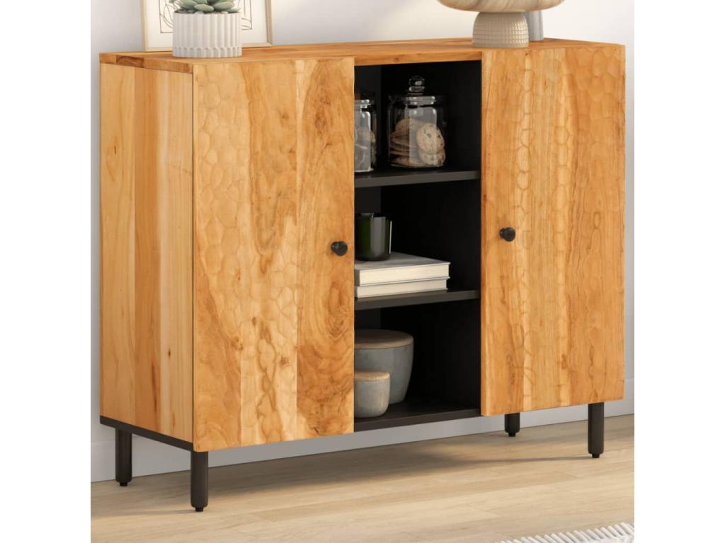 Armario auxiliar madera maciza de acacia 90x33x75 cm