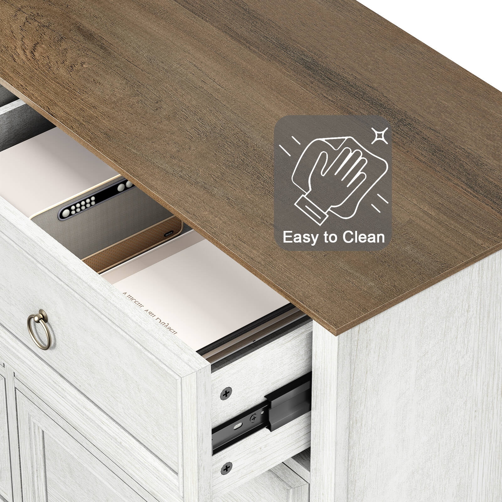 FAGAGA 6 Drawers Dresser for Living Room,Storage Cabinet Wooden Dressers Organizer for Bedroom,White - Image 10