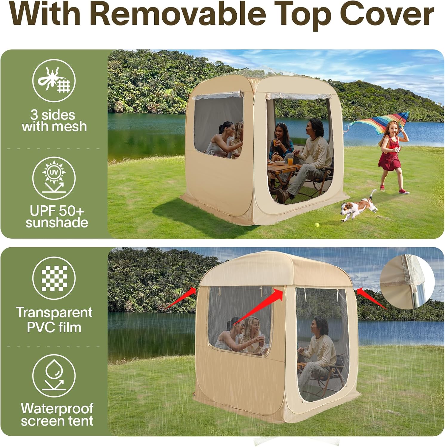 Screen gazebo sleeps 6-10-15 people Igloo-style canopy tent mosquito net on the sides Perfect