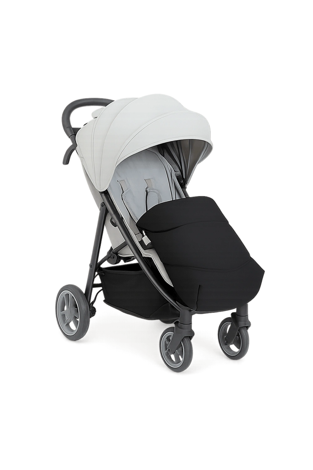 Cochecito de bebé, carrito plegable con respaldo ajustable en 3 posiciones y protector frontal, hasta 22 kg, con capota grande y cubierta para piernas, colores blanco y negro, apto para 0 - 48 meses